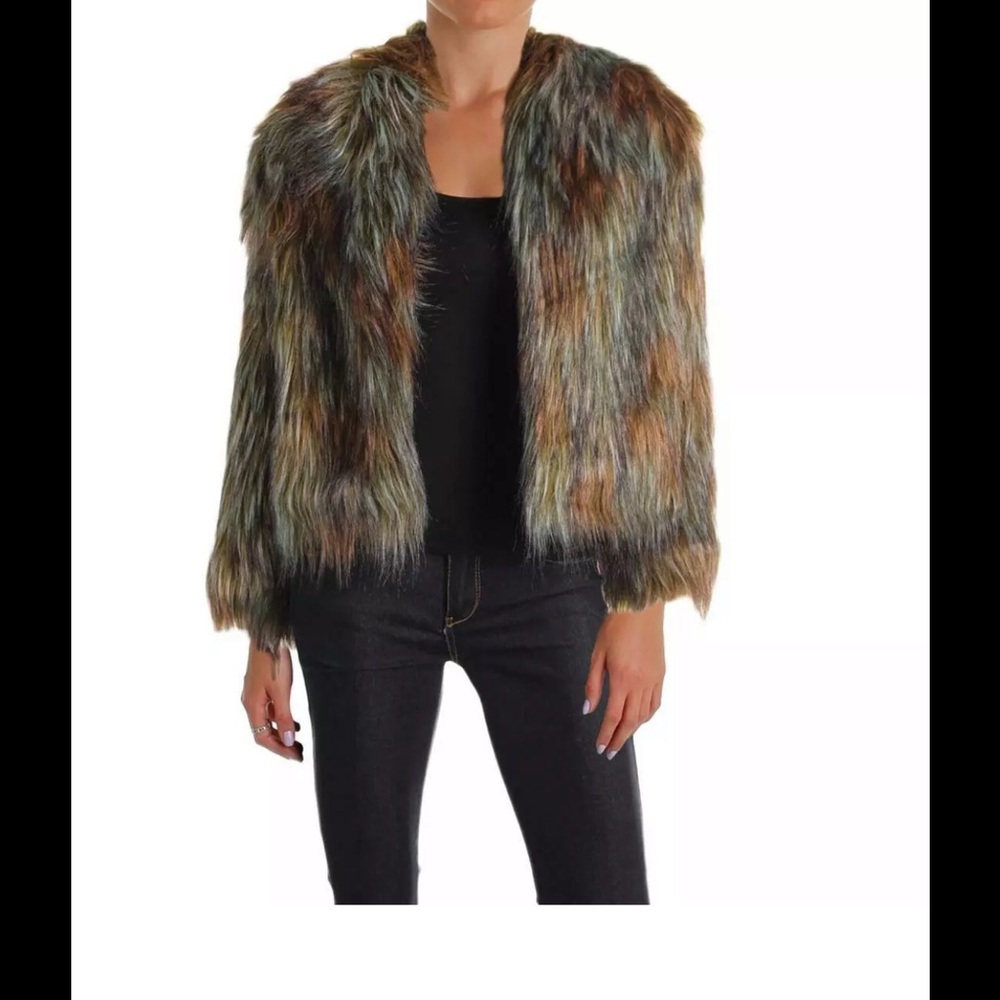 NWT Never worn multi-color faux fur coat GORGEOUS!